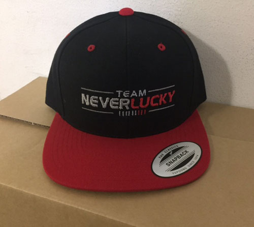 NeverLucky - Snapback - Black with Red Brim